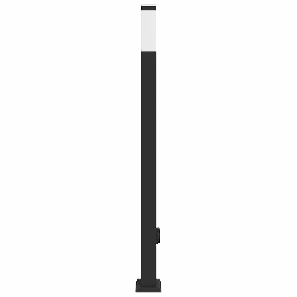 Luminária de poste com tomada, 110 cm, preta, IP44