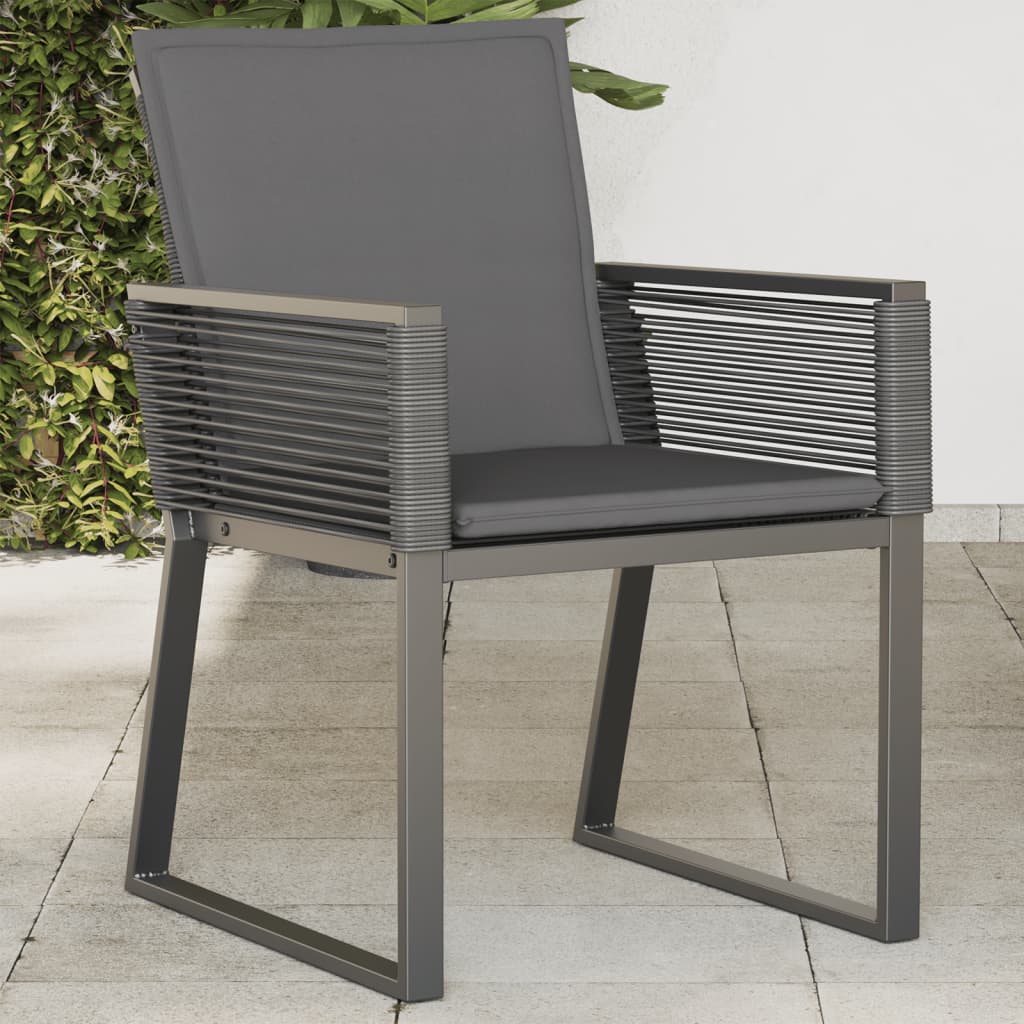 Cadeiras de jardim com almofadões 4 pcs vime PE preto