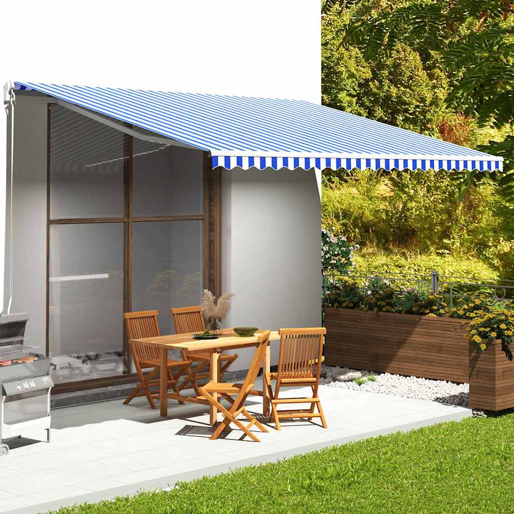 Tecido de substituição para toldo azul e branco 500x350 cm poliéster