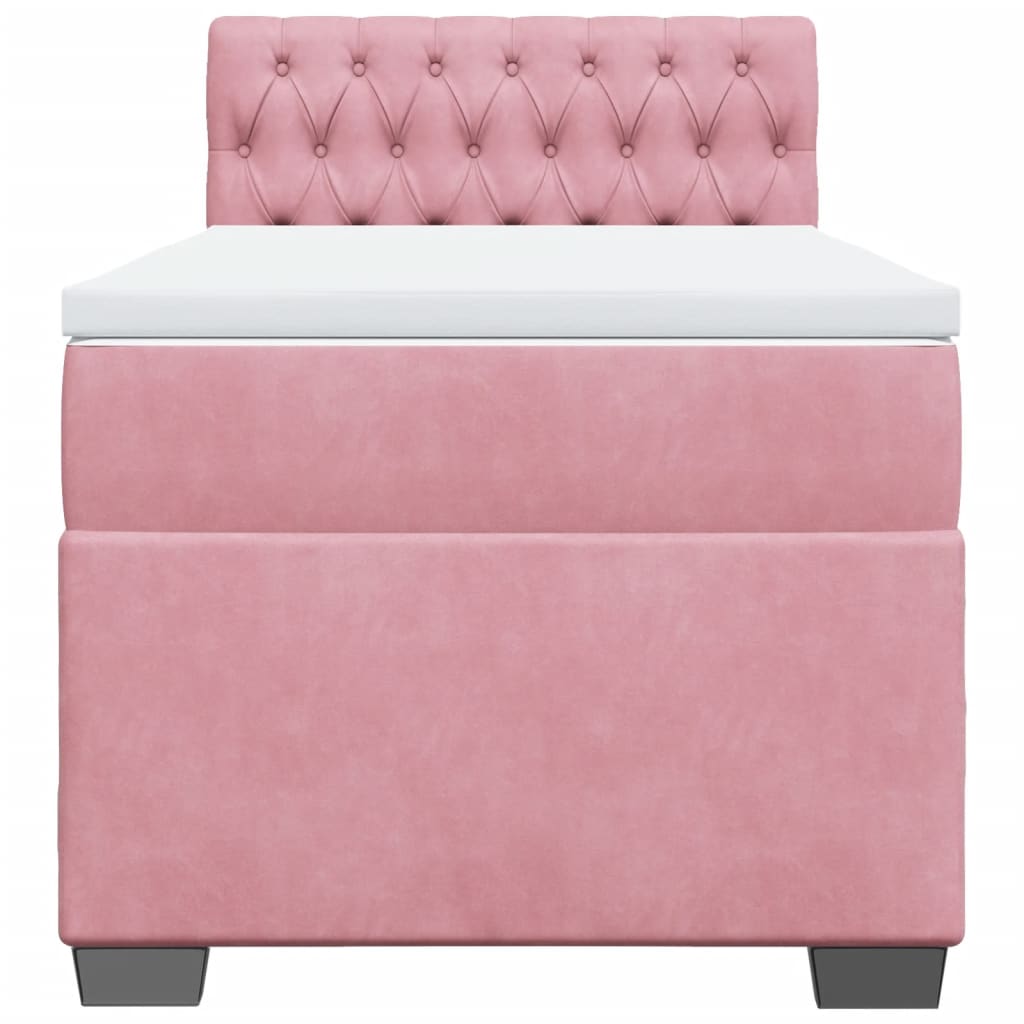 Cama com molas/colchão 100x200 cm veludo rosa