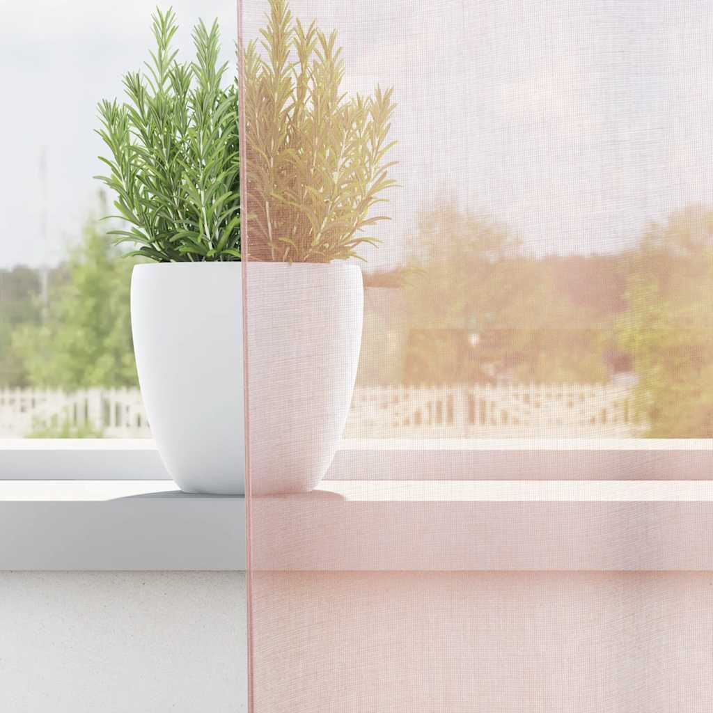 Cortinas de voile com bolsos para varão 2 pcs rosa-claro