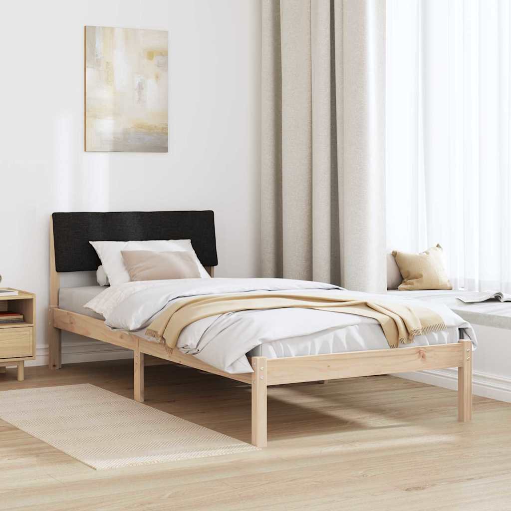 Estrutura da cama com cabeceira castanho e preto 90 x 190 cm