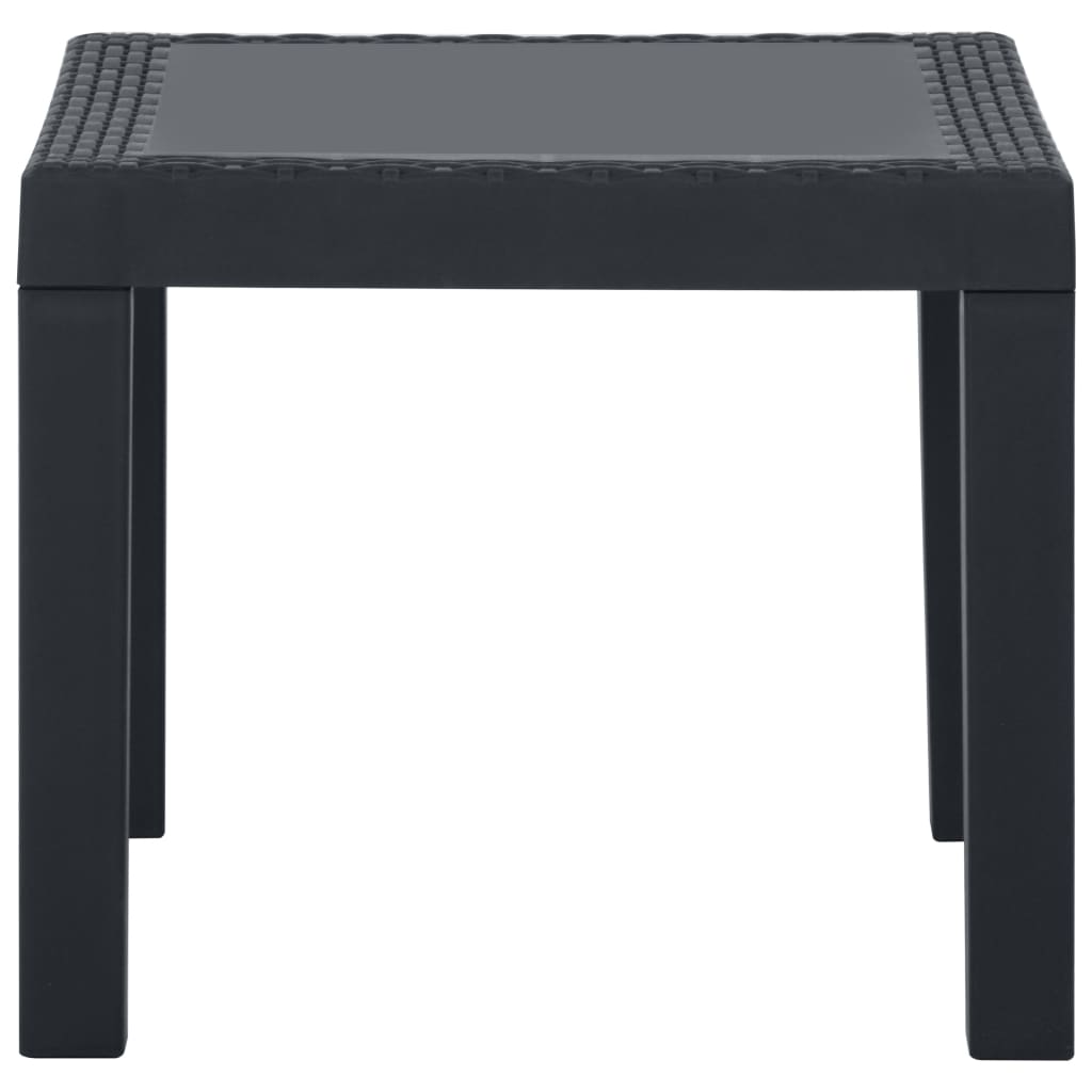 3 Pcs conjunto lounge de jardim c/ almofadões plástico cinzento
