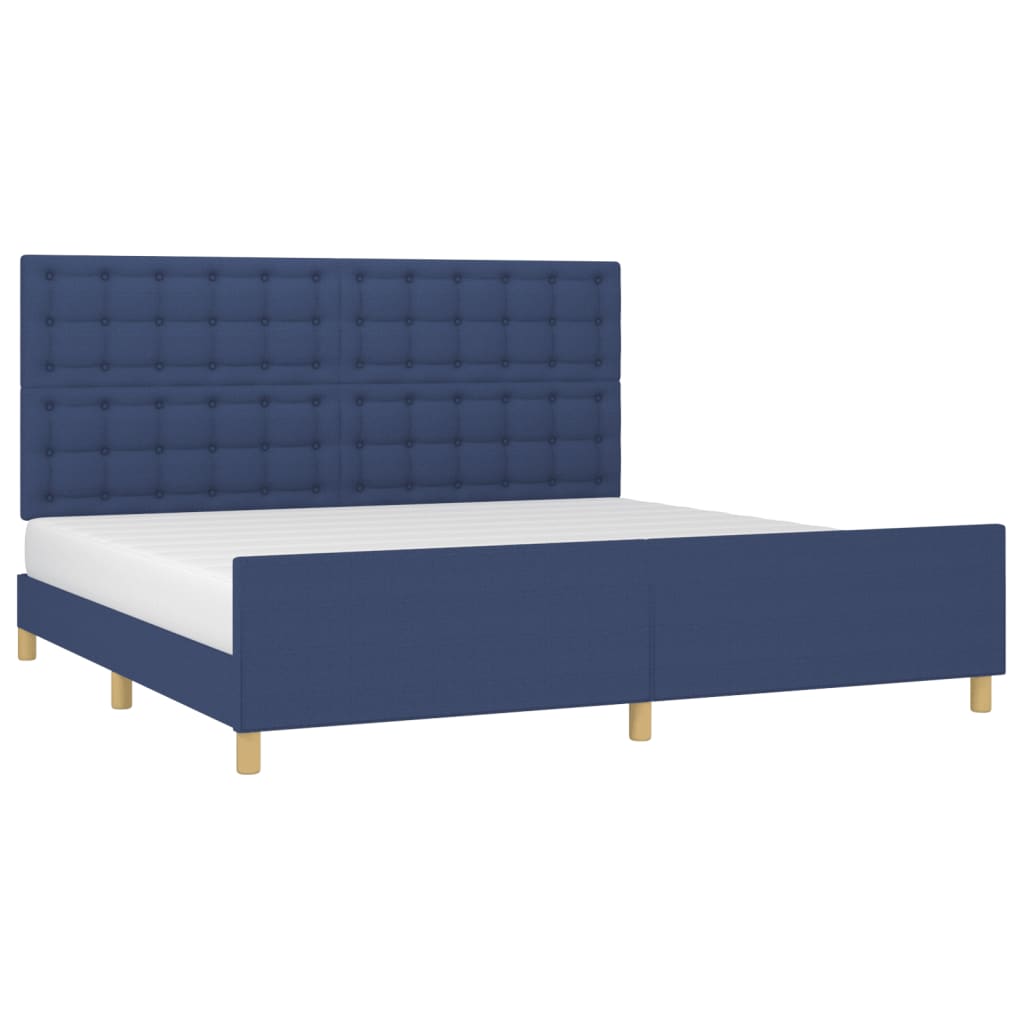 Estrutura de cama sem colchão 200x200 cm tecido azul