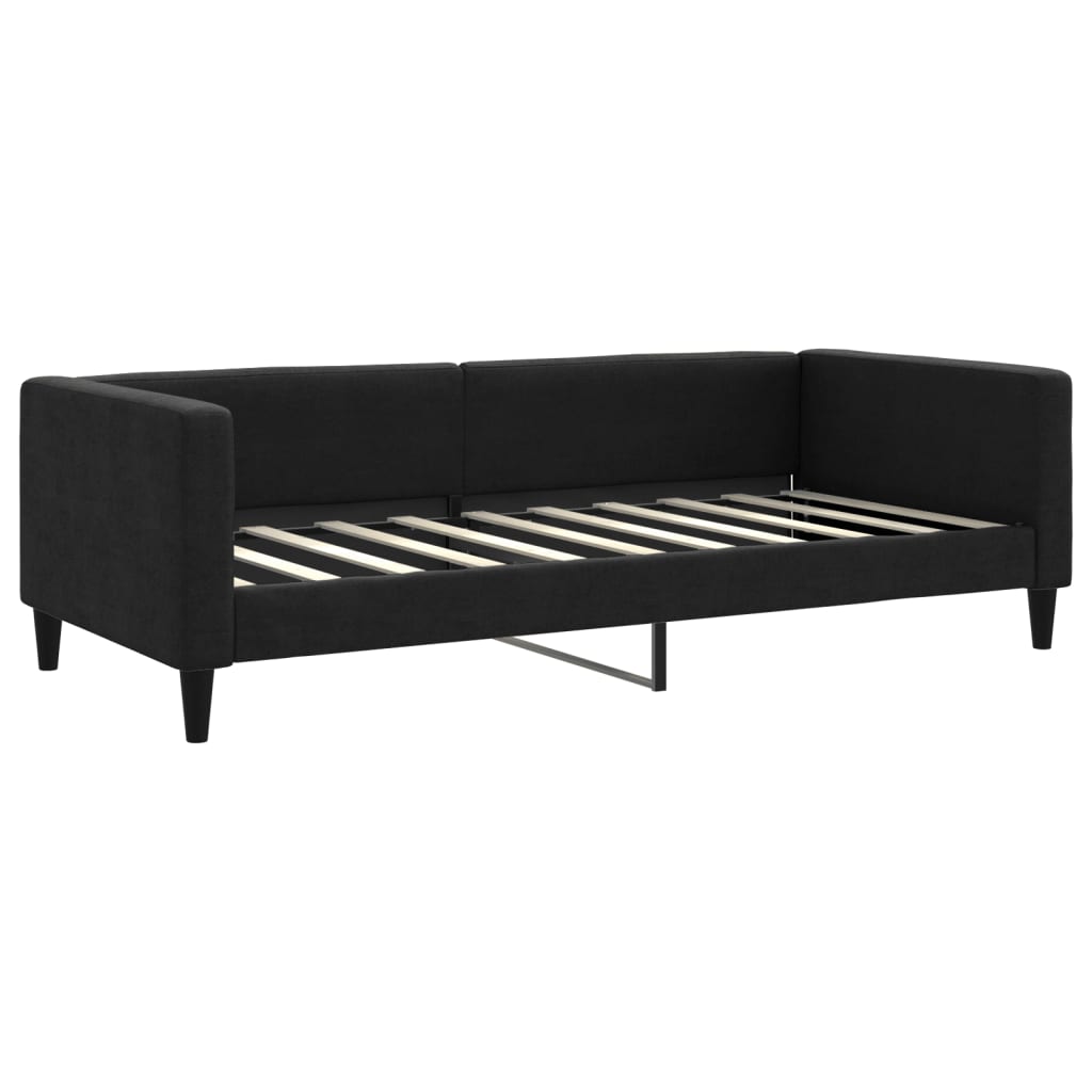 Sofá-cama com gavetão e colchões 90x190 cm tecido preto