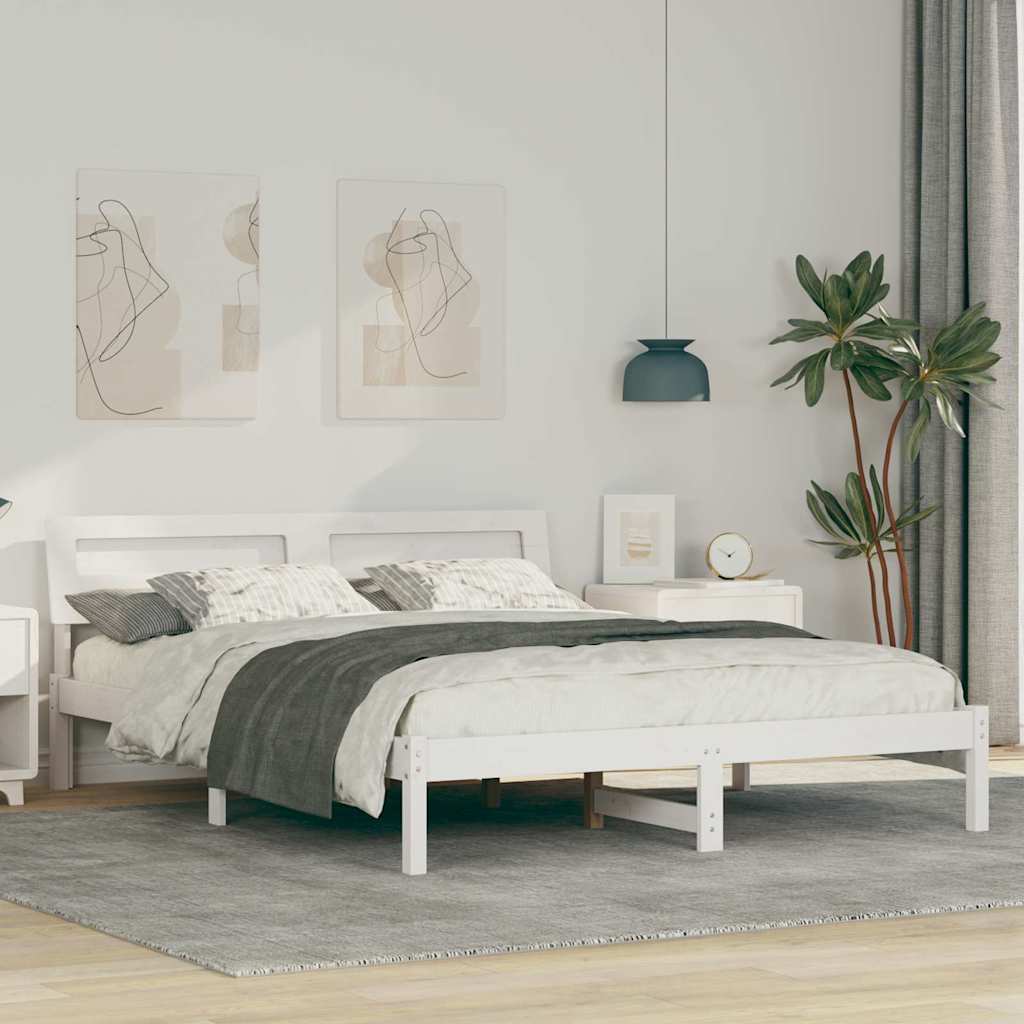 Estrutura da cama com cabeceira branco 150 x 200 cm