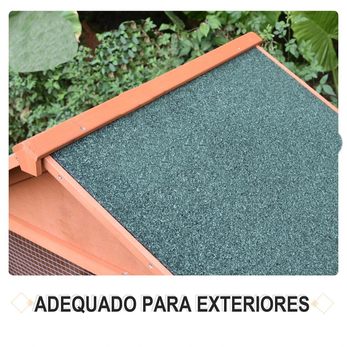 Casa para coelhos de madeira coelheira para exterior teto de tela de asfáltica 144x64,5x100 cm madeira