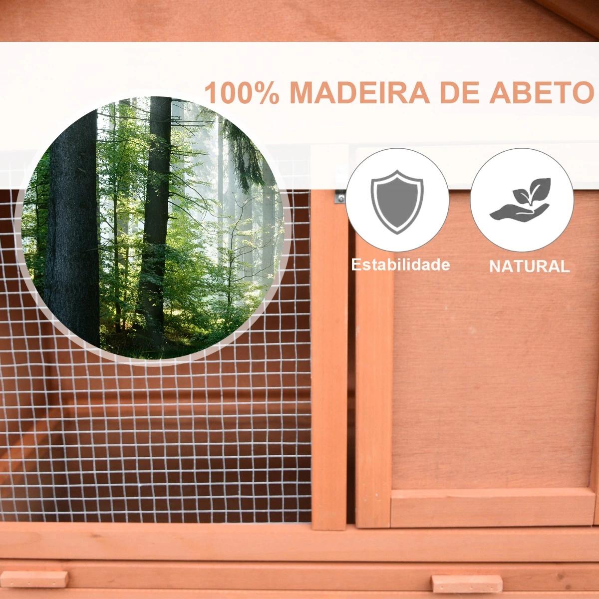 Casa para coelhos de madeira coelheira para exterior teto de tela de asfáltica 144x64,5x100 cm madeira