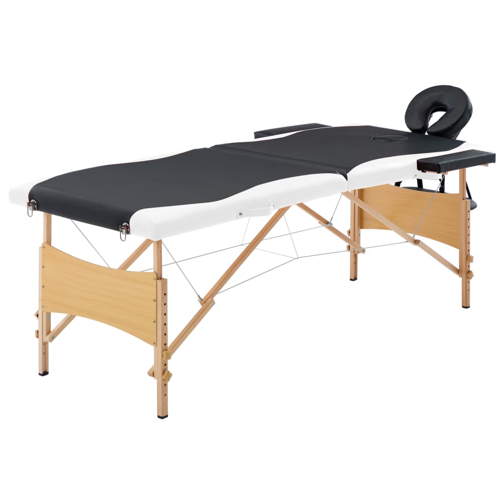 Mesa de massagens dobrável 2 zonas madeira branco