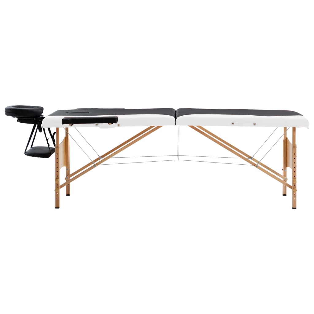Mesa de massagens dobrável 2 zonas madeira branco