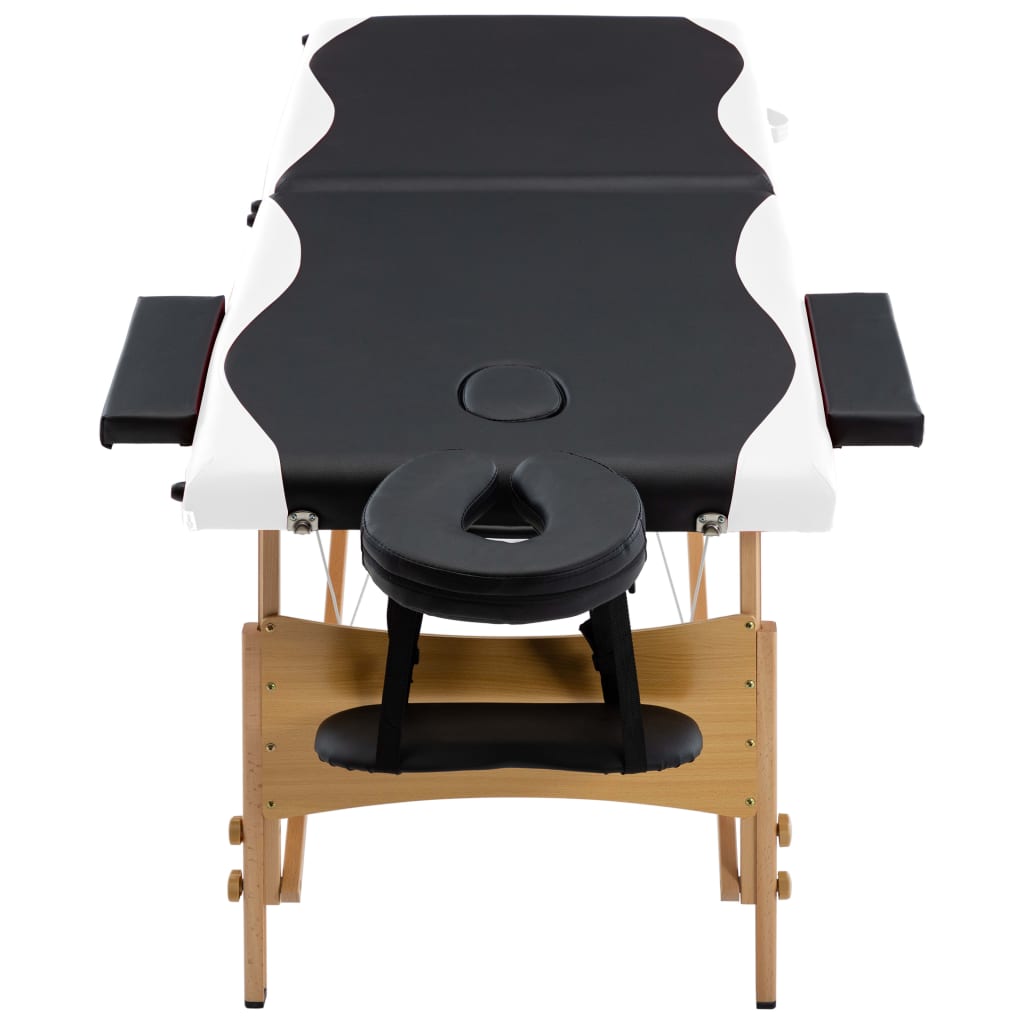 Mesa de massagens dobrável 2 zonas madeira branco