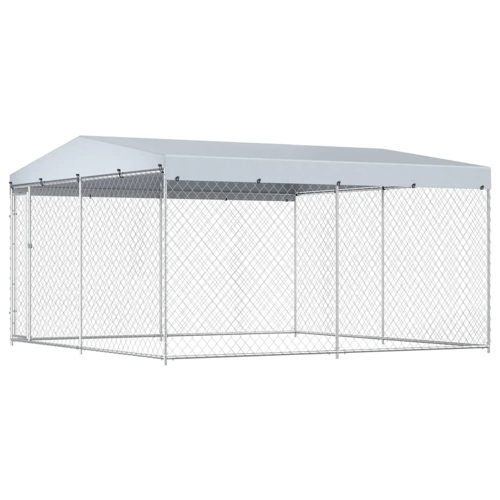 Canil de exterior com telhado 382x382x225 cm