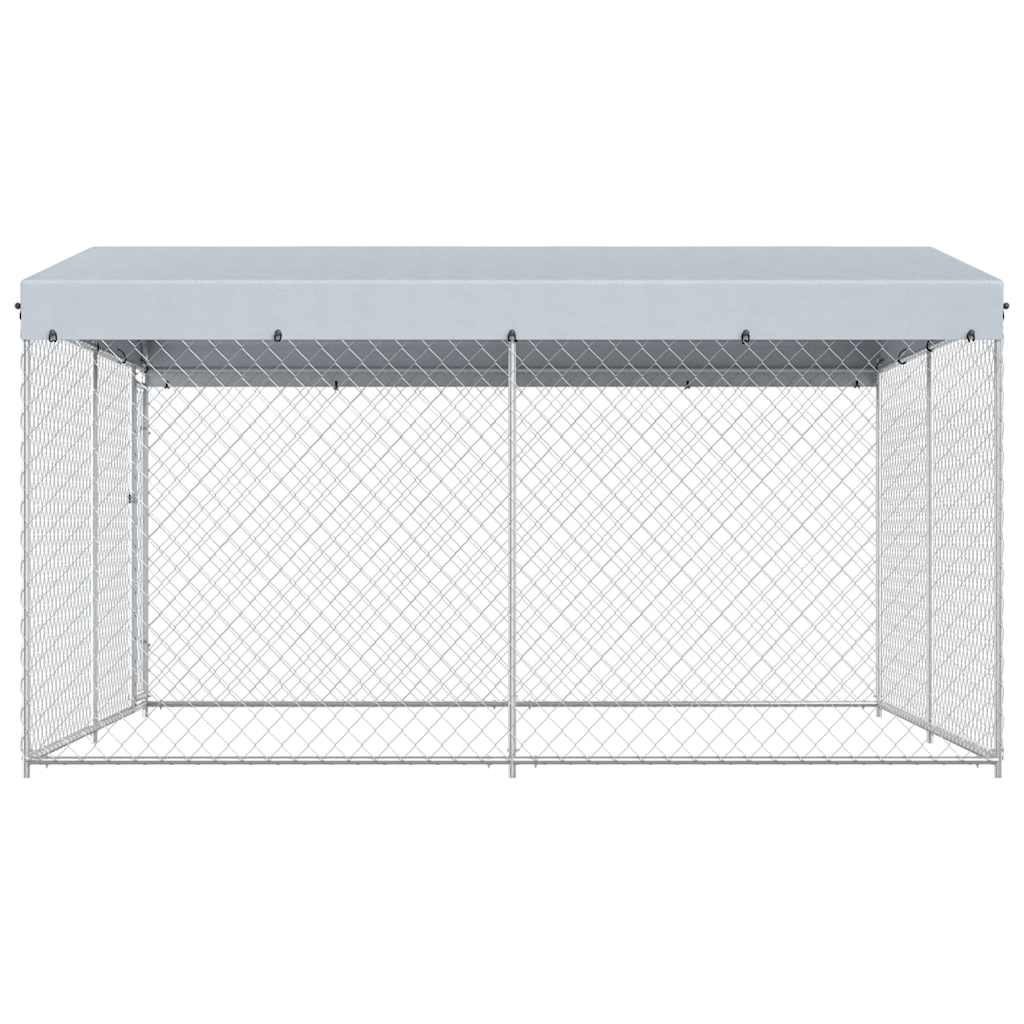 Canil de exterior com telhado 382x382x225 cm