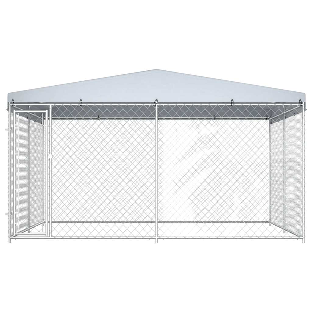 Canil de exterior com telhado 382x382x225 cm