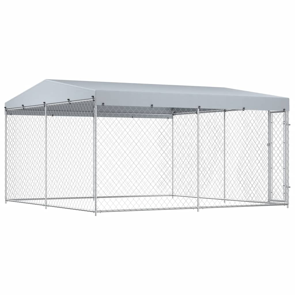 Canil de exterior com telhado 382x382x225 cm