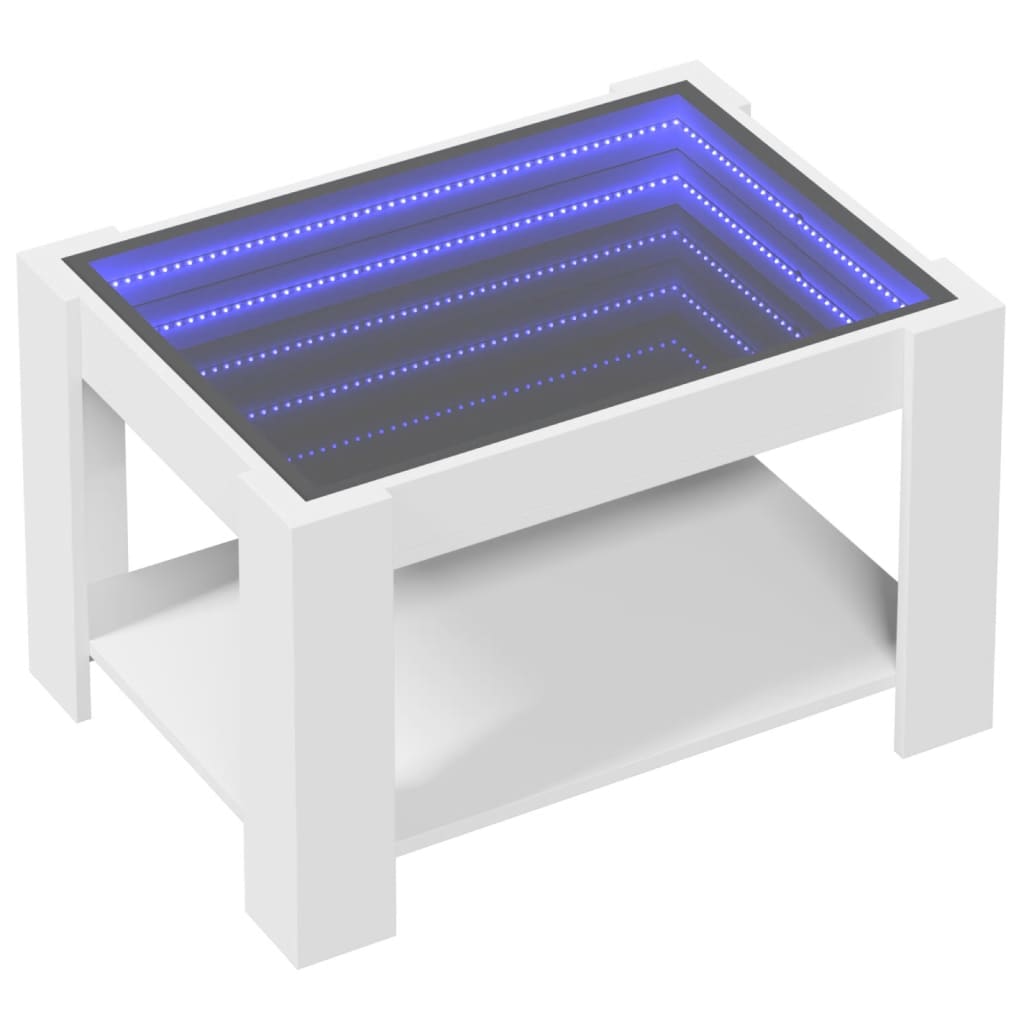 Mesa de centro c/ leds 73x53x45 cm derivados de madeira branco