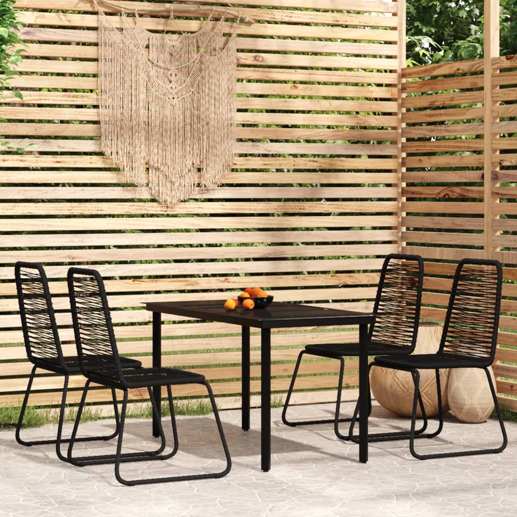 5 Pcs conjunto de jantar para jardim preto
