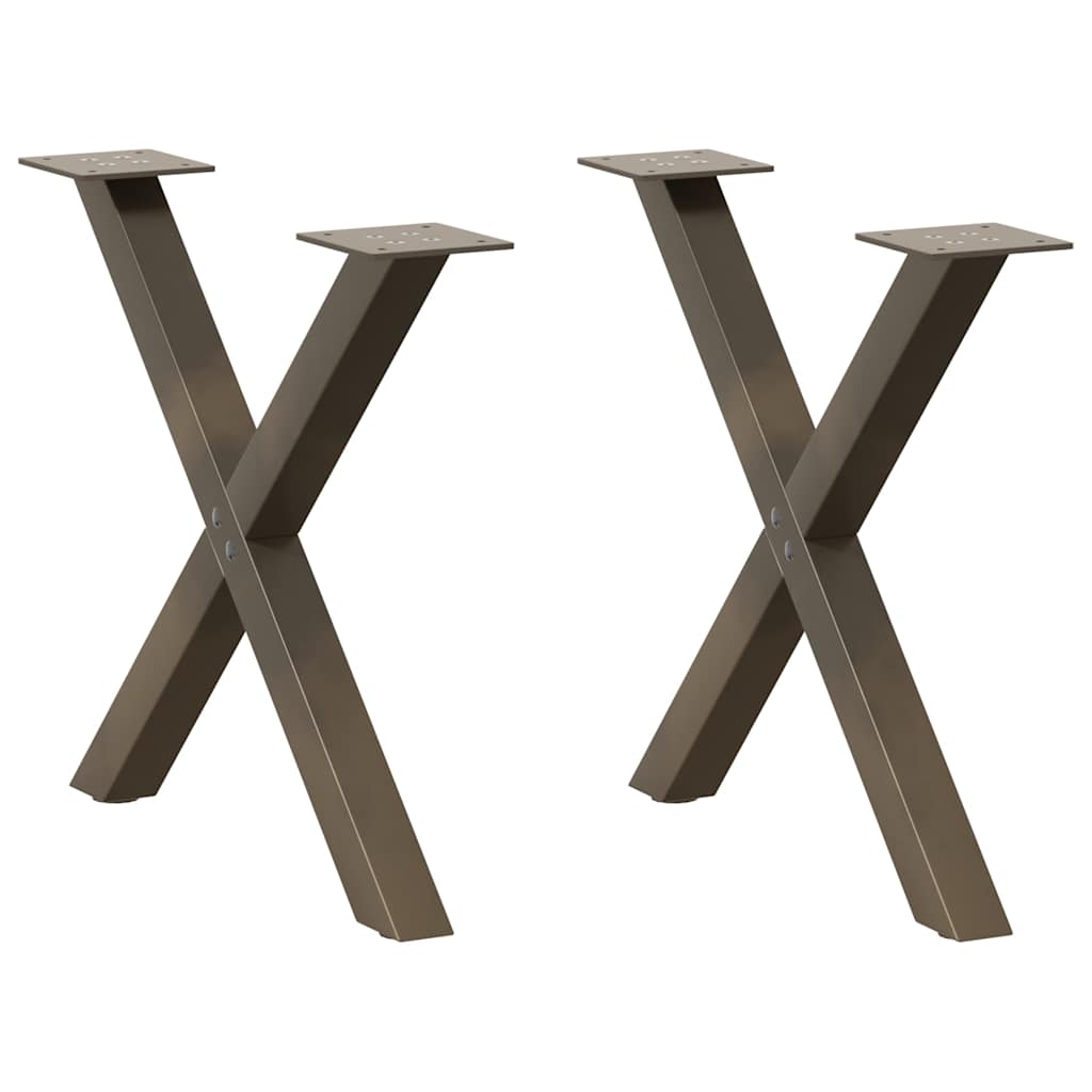 Pés para mesa de centro em formato de x, 2 peças, aço natural, 50x(42-43) cm, aço