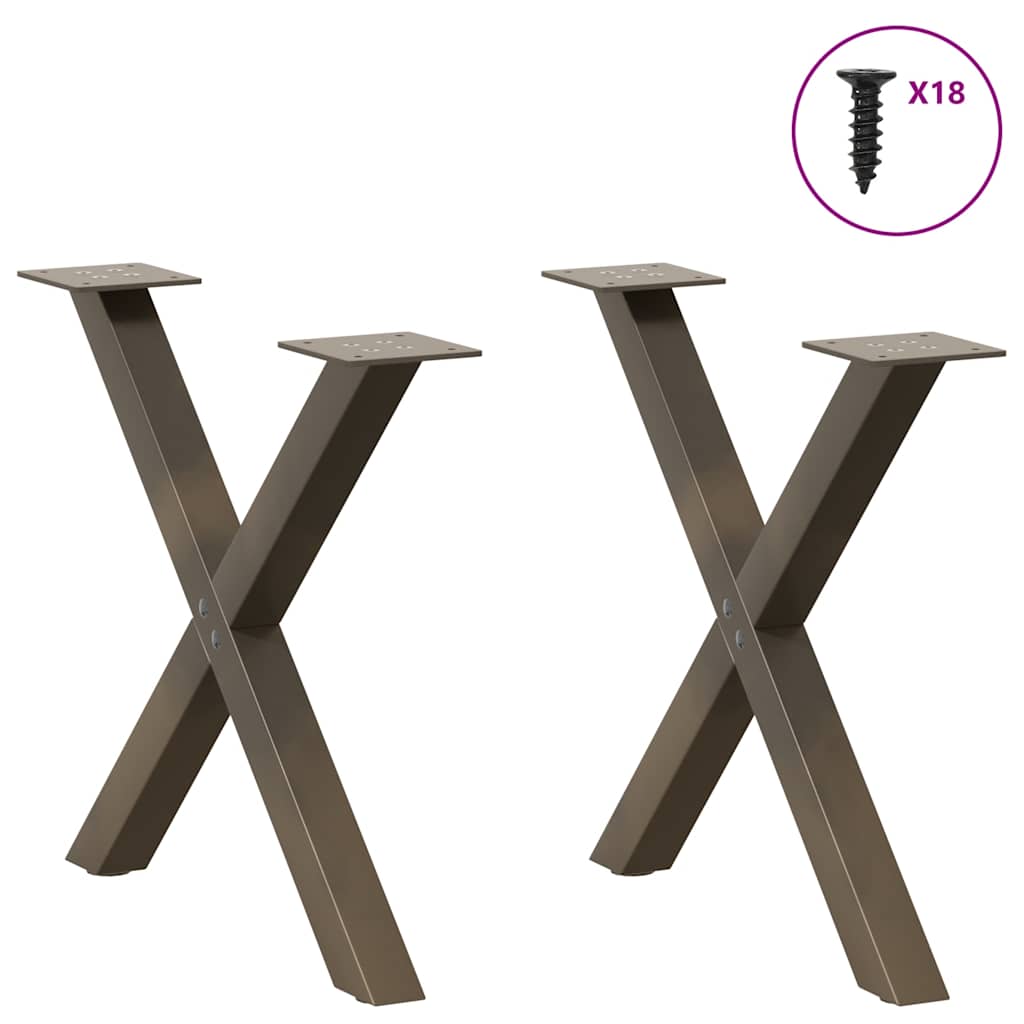 Pés para mesa de centro em formato de x, 2 peças, aço natural, 50x(42-43) cm, aço