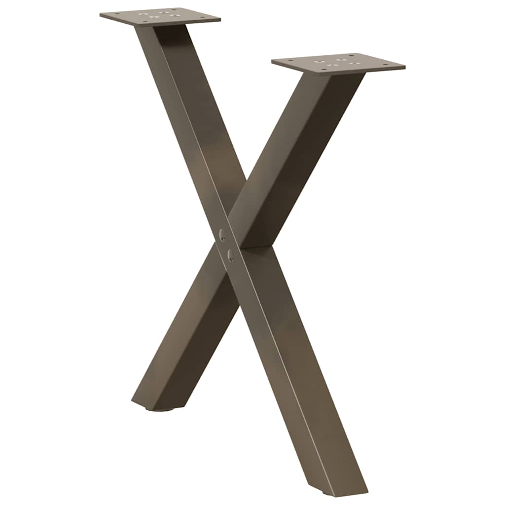 Pés para mesa de centro em formato de x, 2 peças, aço natural, 50x(42-43) cm, aço