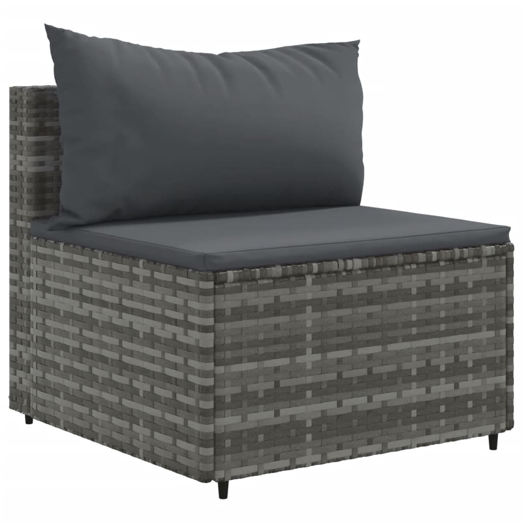 9 Pcs conjunto sofás p/ jardim com almofadões vime PE cinzento