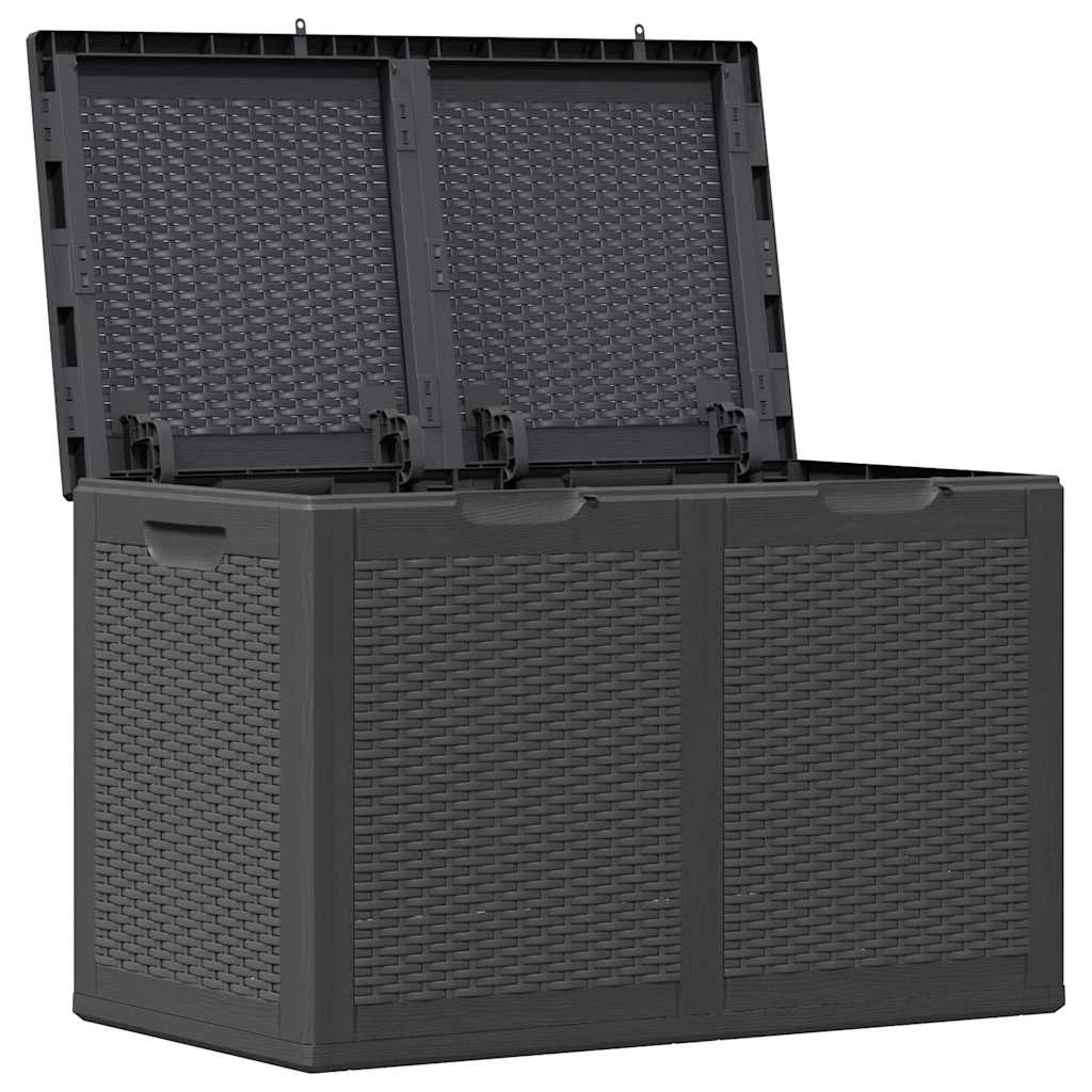 Caixa de arrumação para jardim 180 l vime PP preto