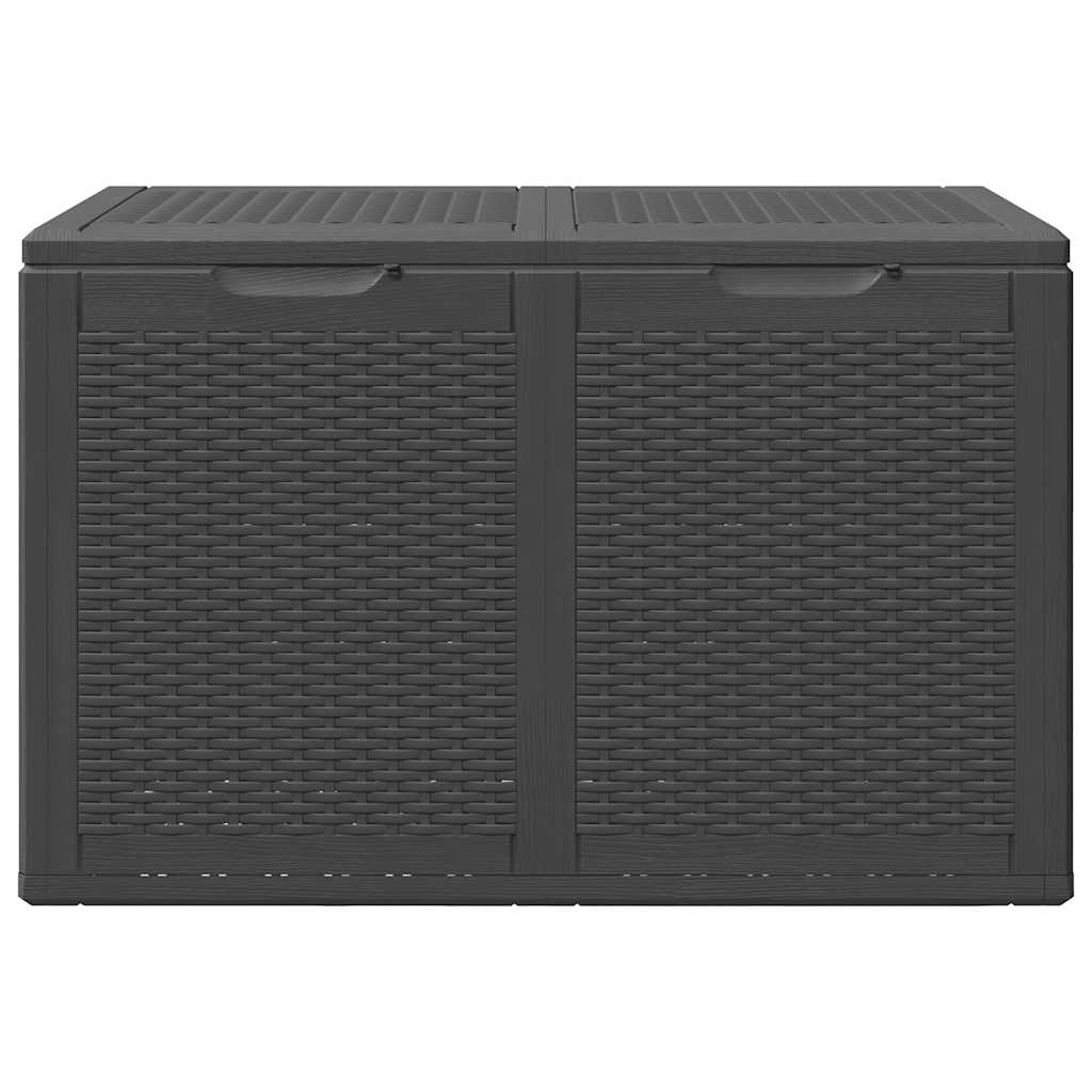 Caixa de arrumação para jardim 180 l vime PP preto