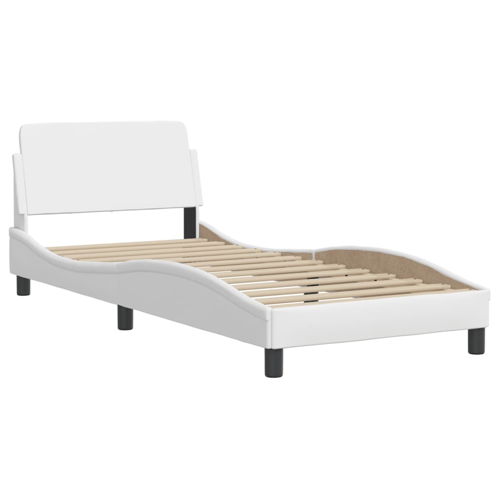 Cama com colchão dover 90x190 cm couro artificial branco