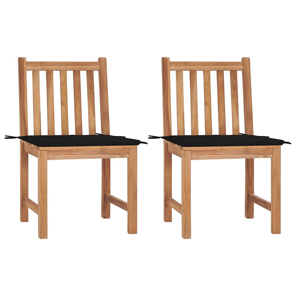 Cadeiras de jardim c/ almofadões 2 pcs teca maciça