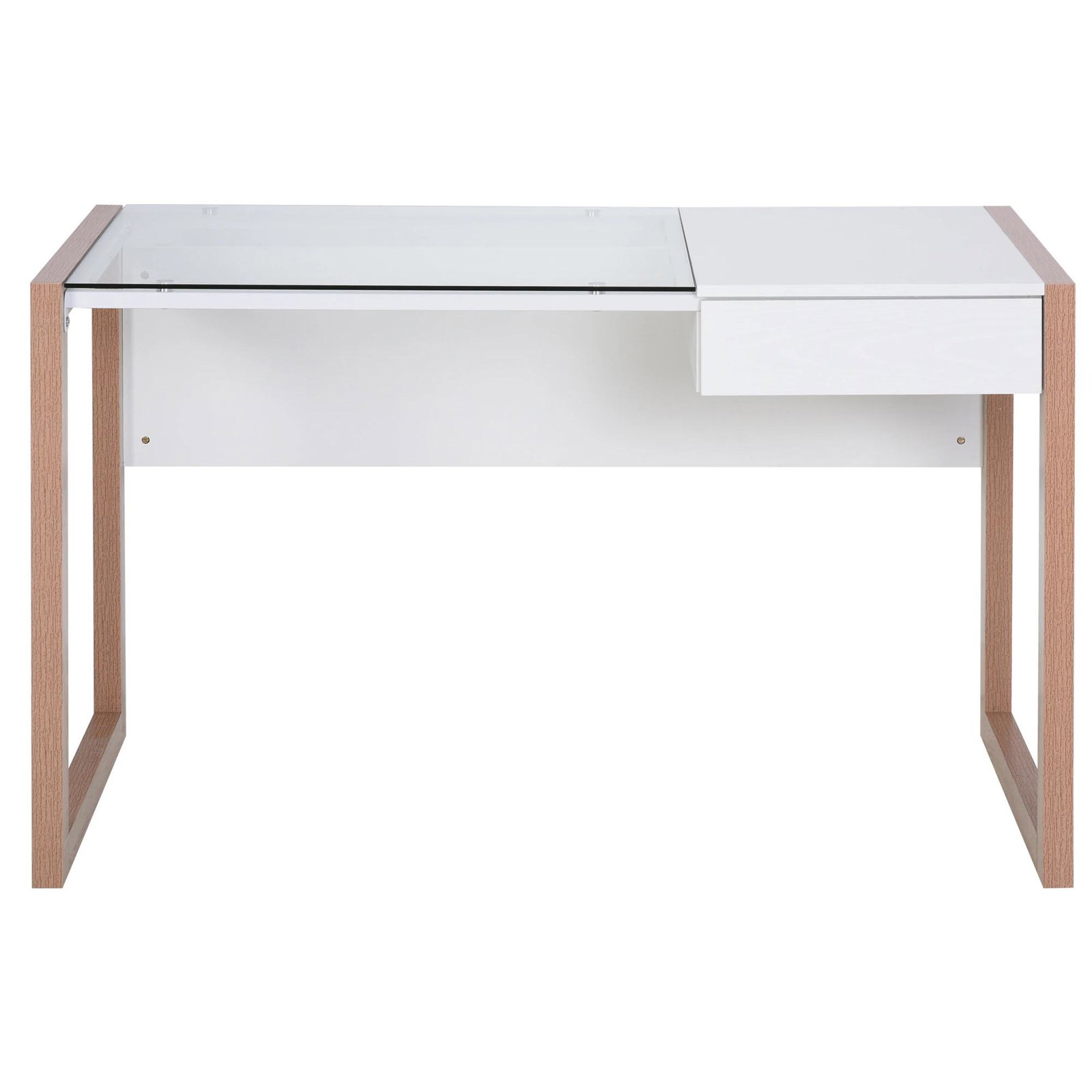 Mesa de computador com tampo de vidro temperado e gaveta 120x60x75 cm branco