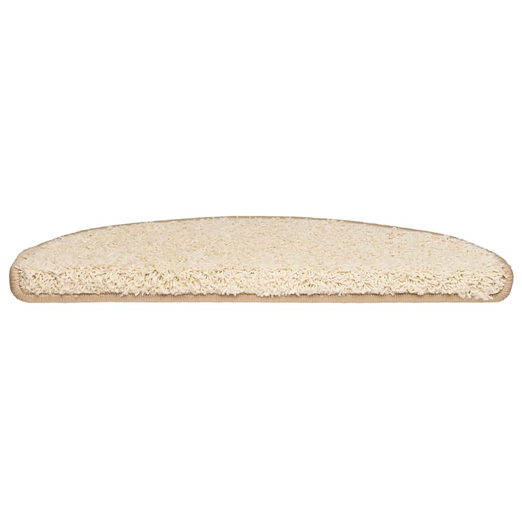 Tapetes de escada 30 peças 65x21x4 cm creme semicircular grande