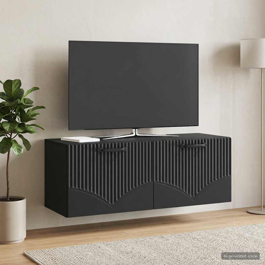 Gabinete de TV de parede preto 78,5 x 31 x 30 cm