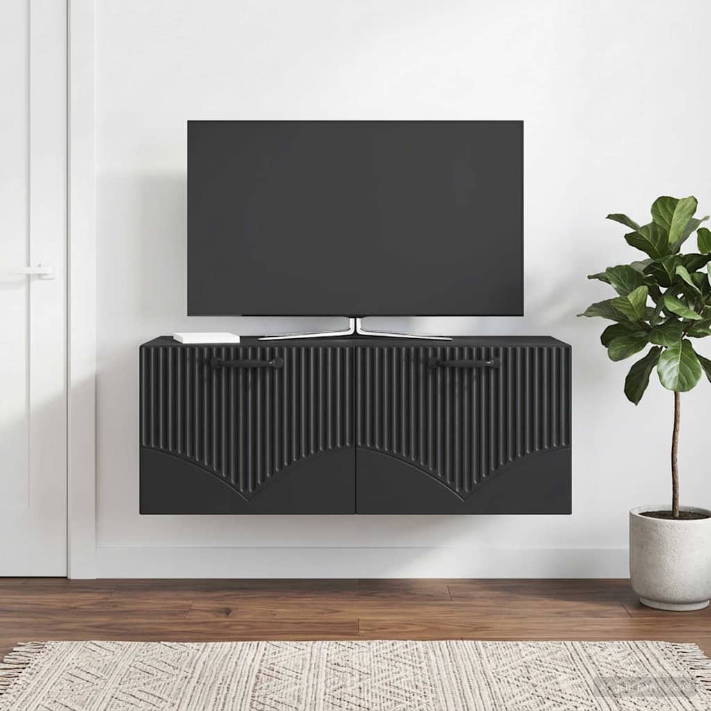 Gabinete de TV de parede preto 78,5 x 31 x 30 cm