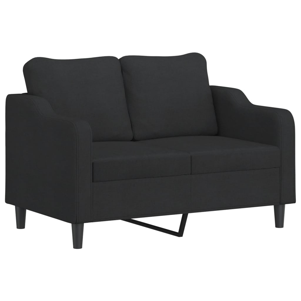 2 Pcs conjunto de sofás com almofadas tecido preto