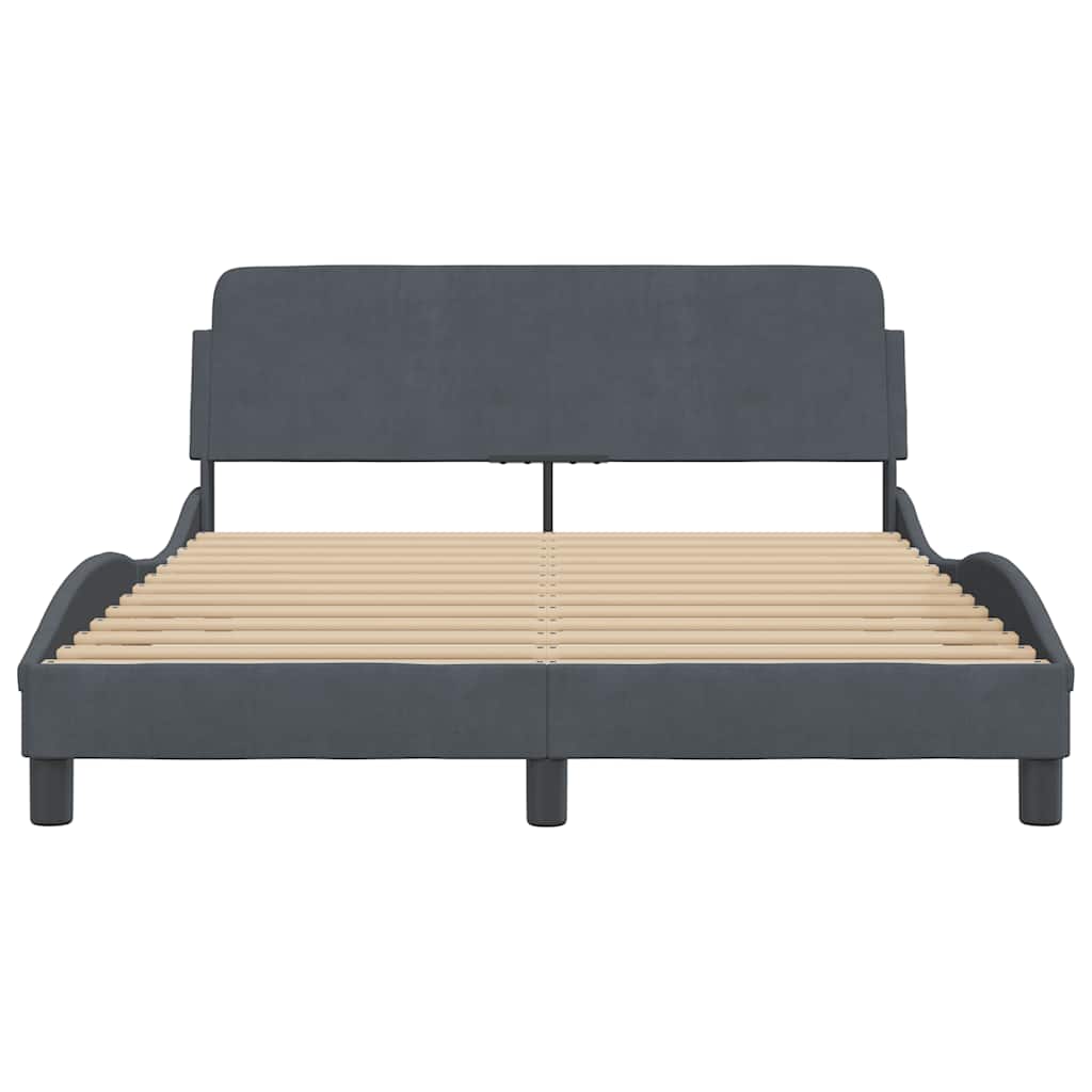 Estrutura de cama dover 120x200 cm veludo cinzento-escuro