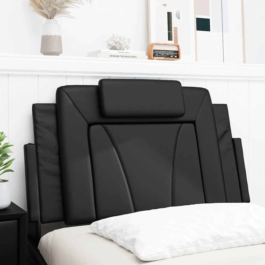 Almofadão de cabeceira viana 90 cm couro artificial preto