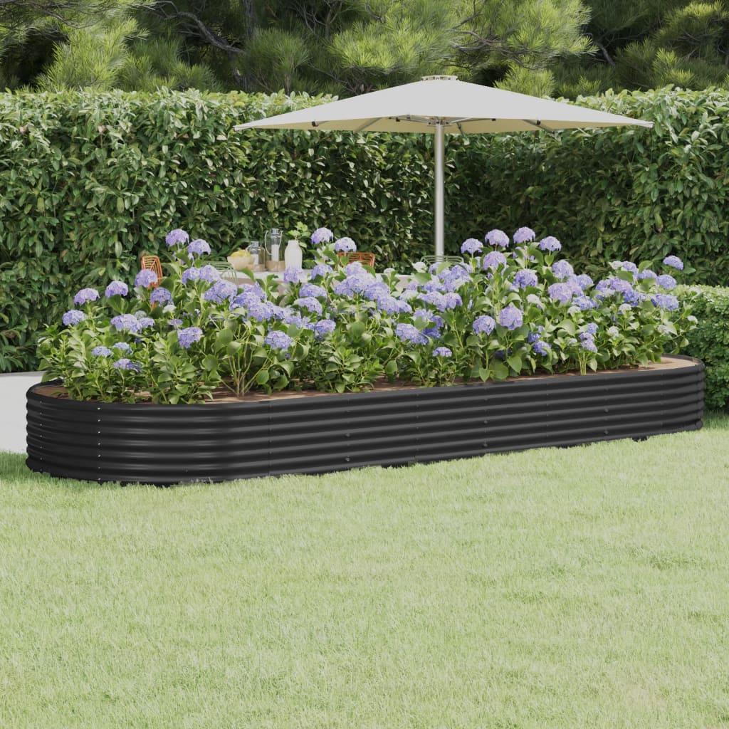 Canteiro elevado jardim 373x140x36 aço galvanizado antracite