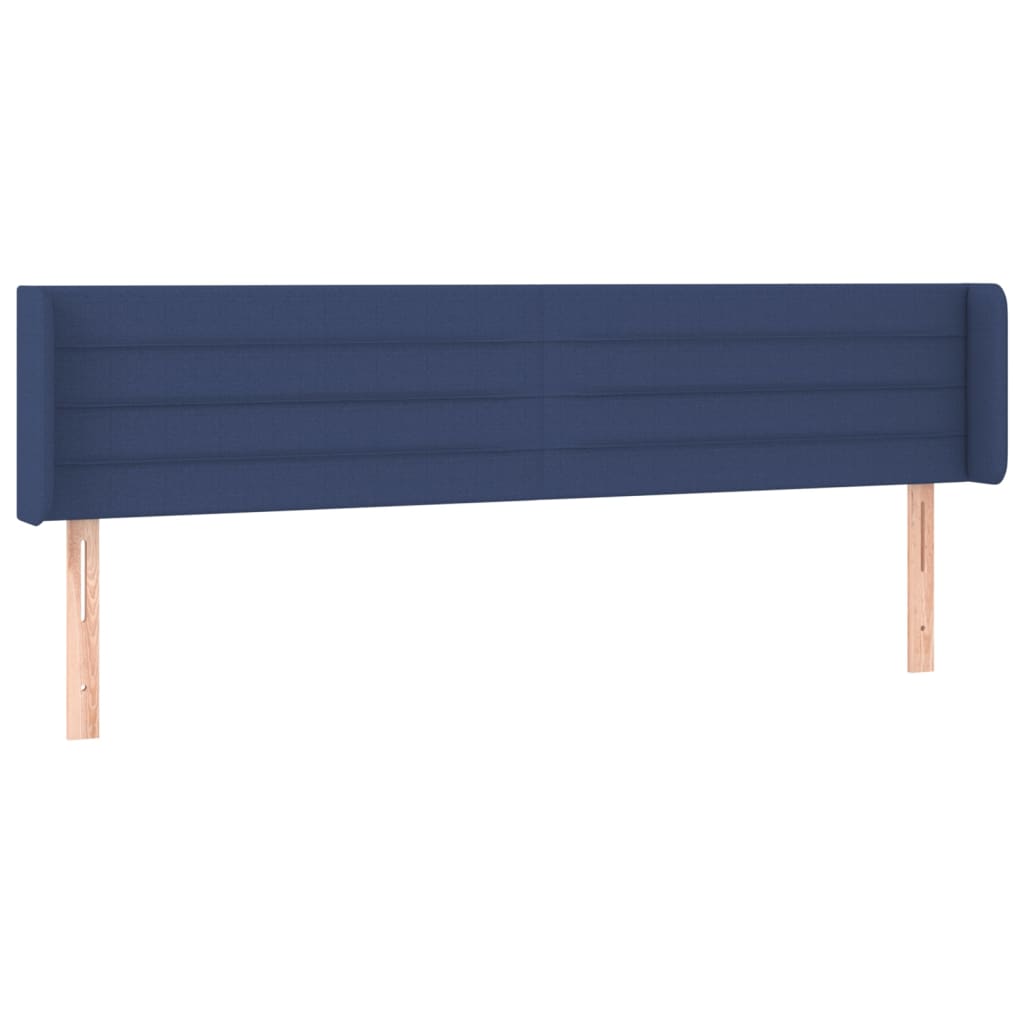 Cabeceira de cama c/ luzes LED tecido 203x16x78/88 cm azul