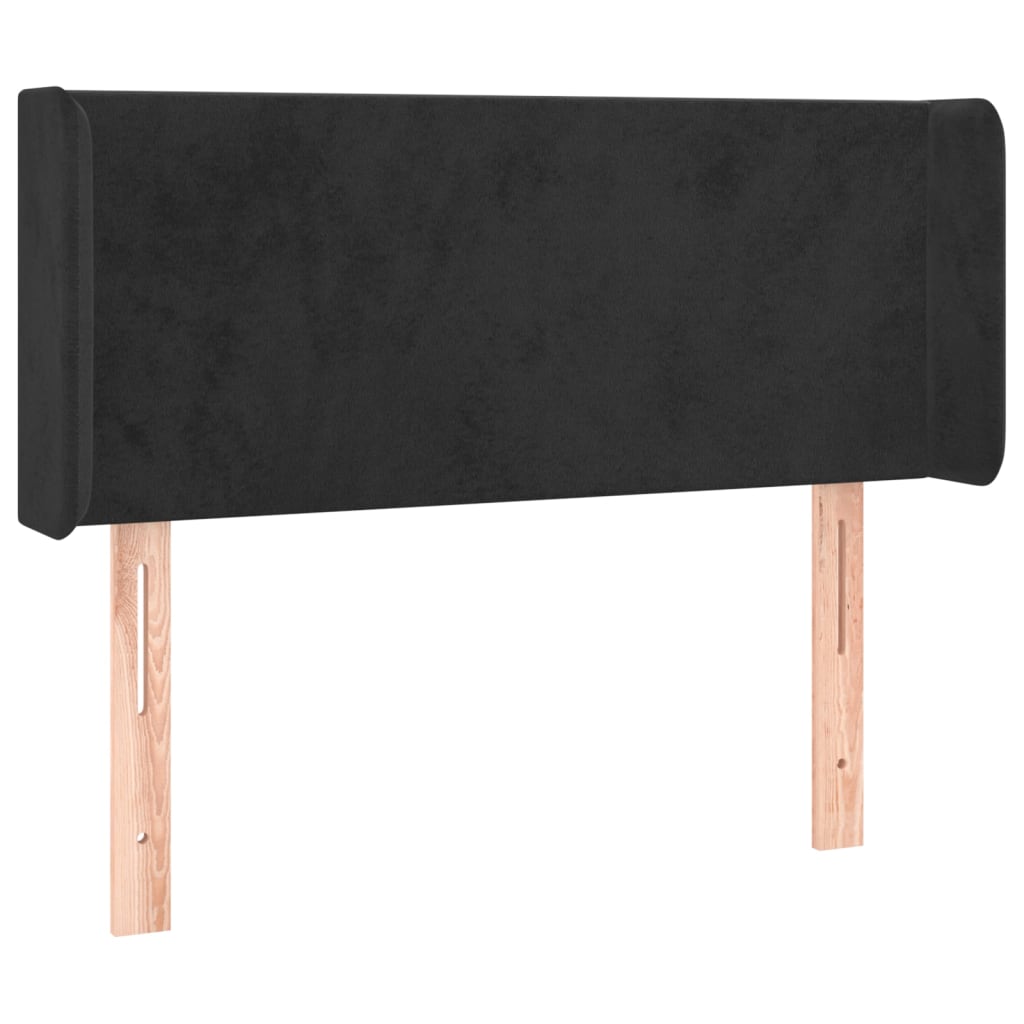Cabeceira de cama c/ luzes LED veludo 83x16x78/88 cm preto