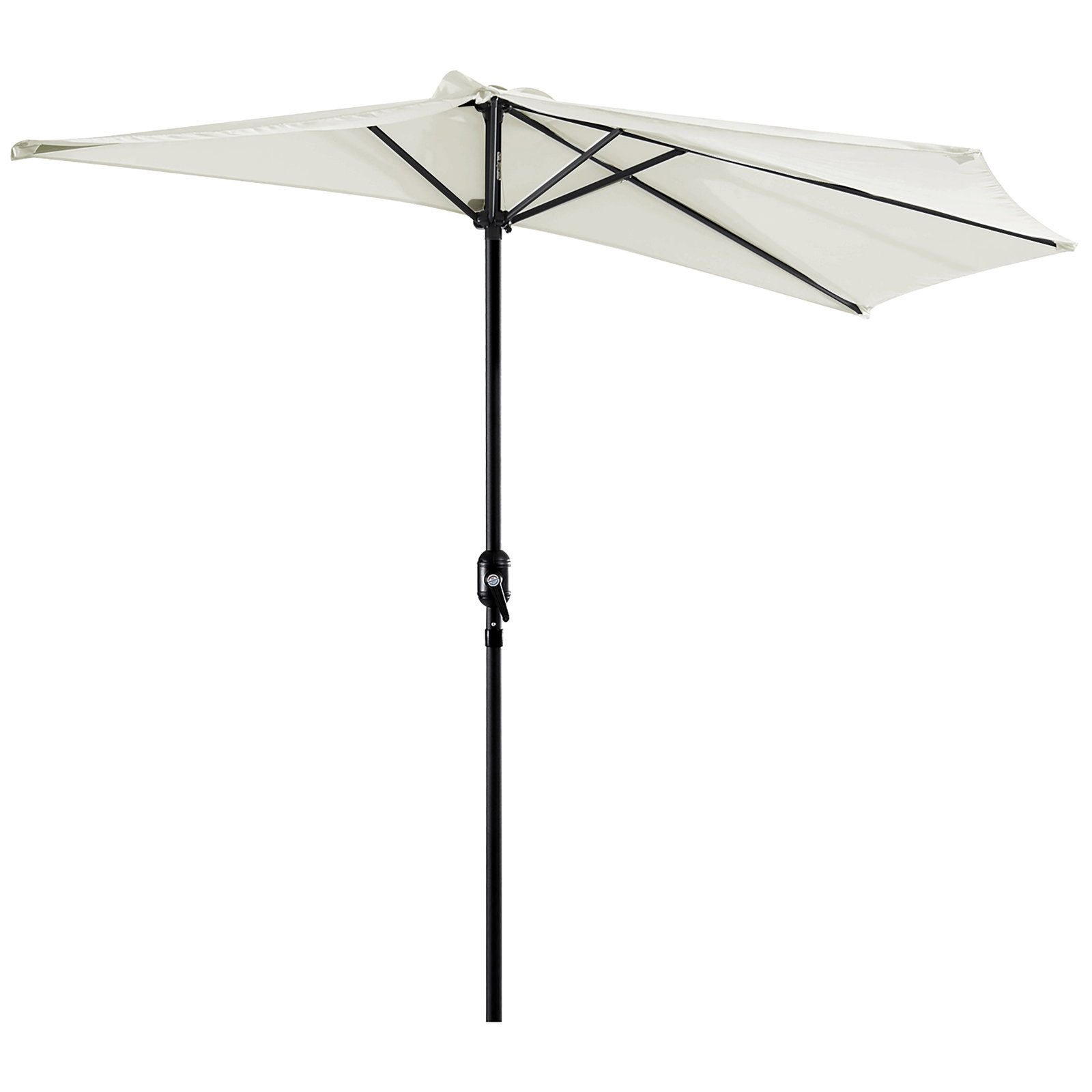 Chapéu de sol semicircular 269x138x236cm chapéu de sol à manivela para jardim terraço pátio piscina creme