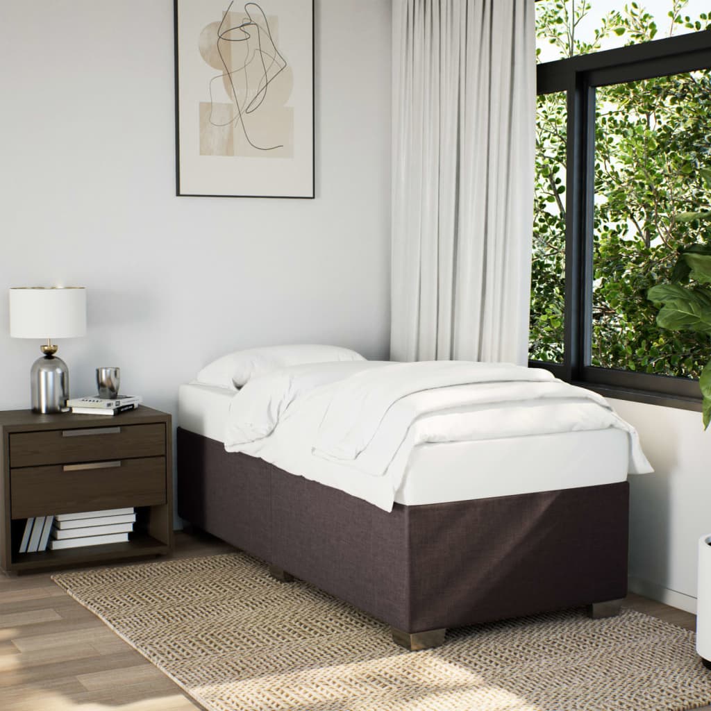 Estrutura de cama sem colchão 90x200 cm tecido castanho-escuro