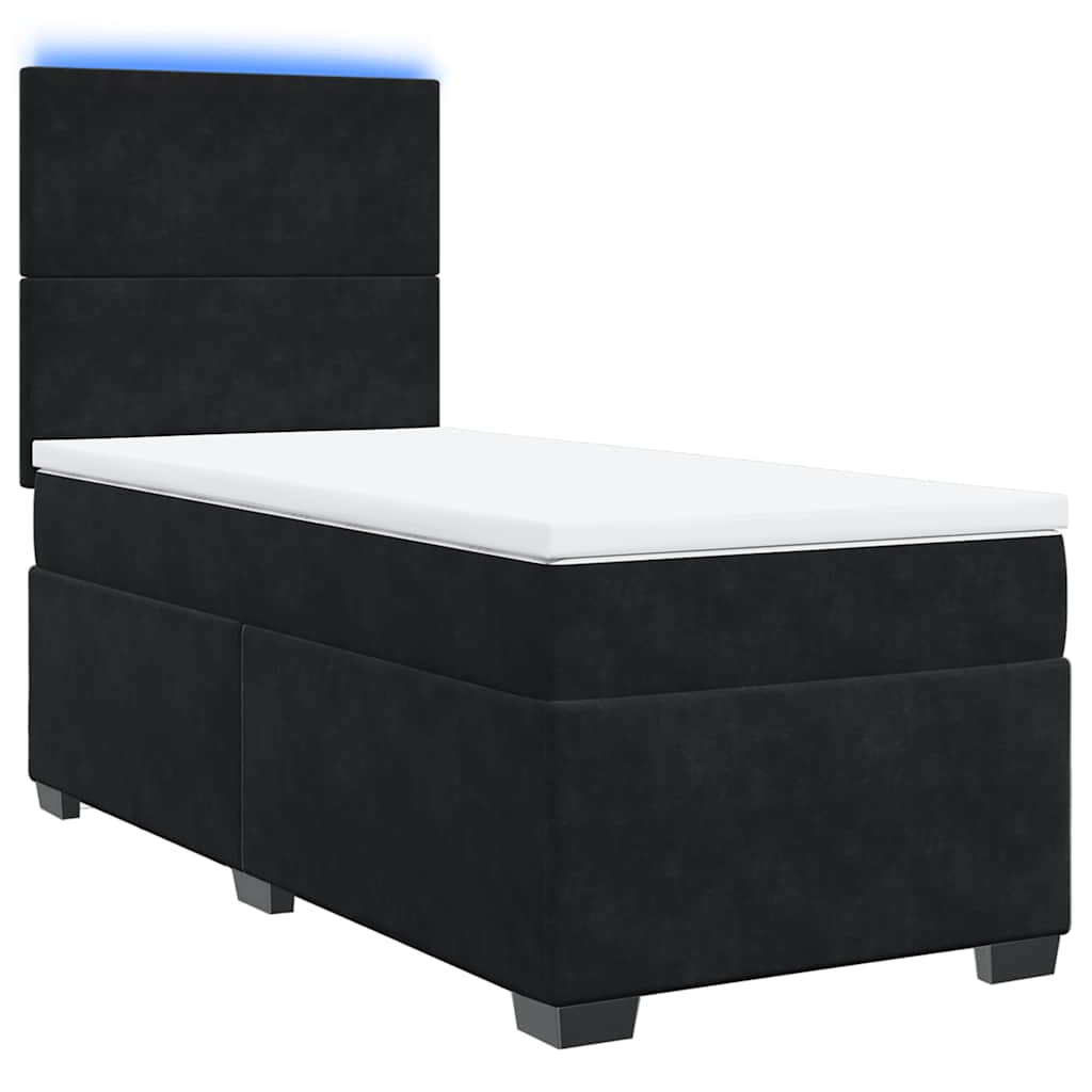 Cama com molas/colchão 90x190 cm veludo preto