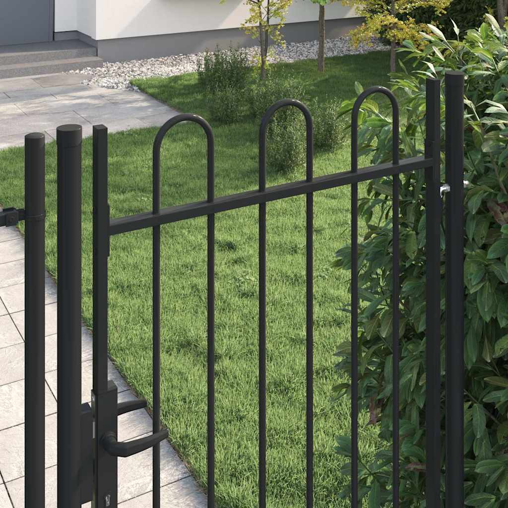 Portão de cerca boxtel porta única com topo arqueado em aço 1x1,75 m preto