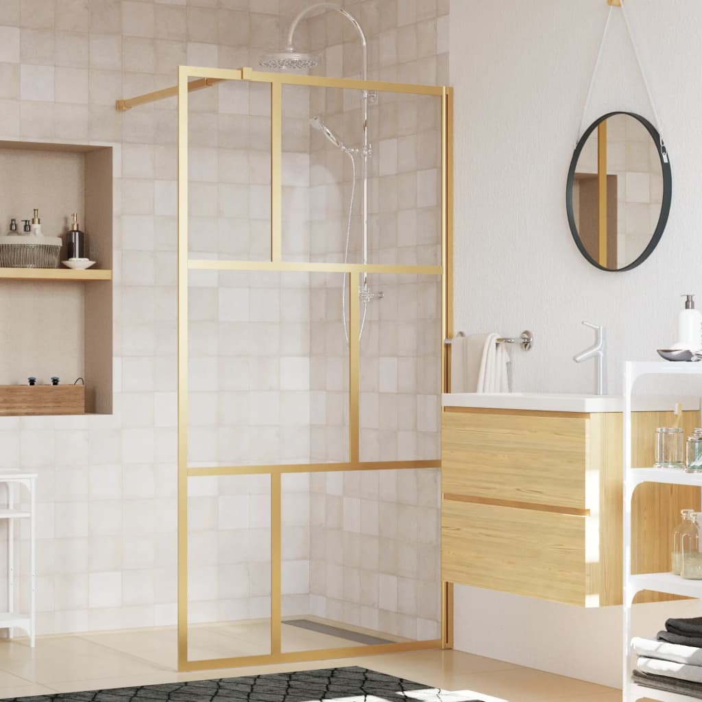 Divisória de chuveiro 115x195 cm vidro transparente esg dourado