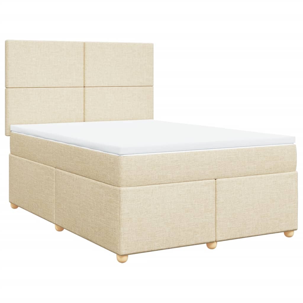 Cama com molas/colchão 140x200 cm tecido cor creme
