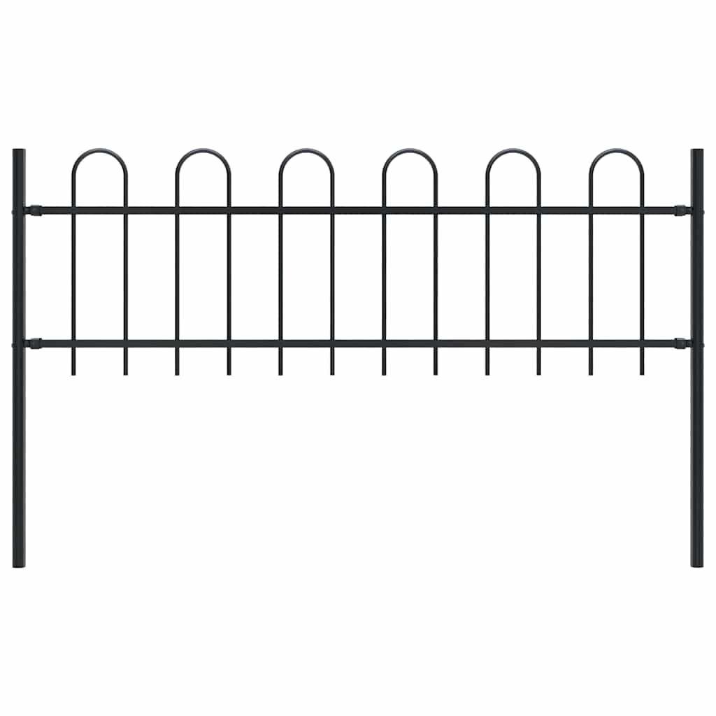 Cerca de jardim boxtel com topo em arco, em aço, 170x60 cm, preto