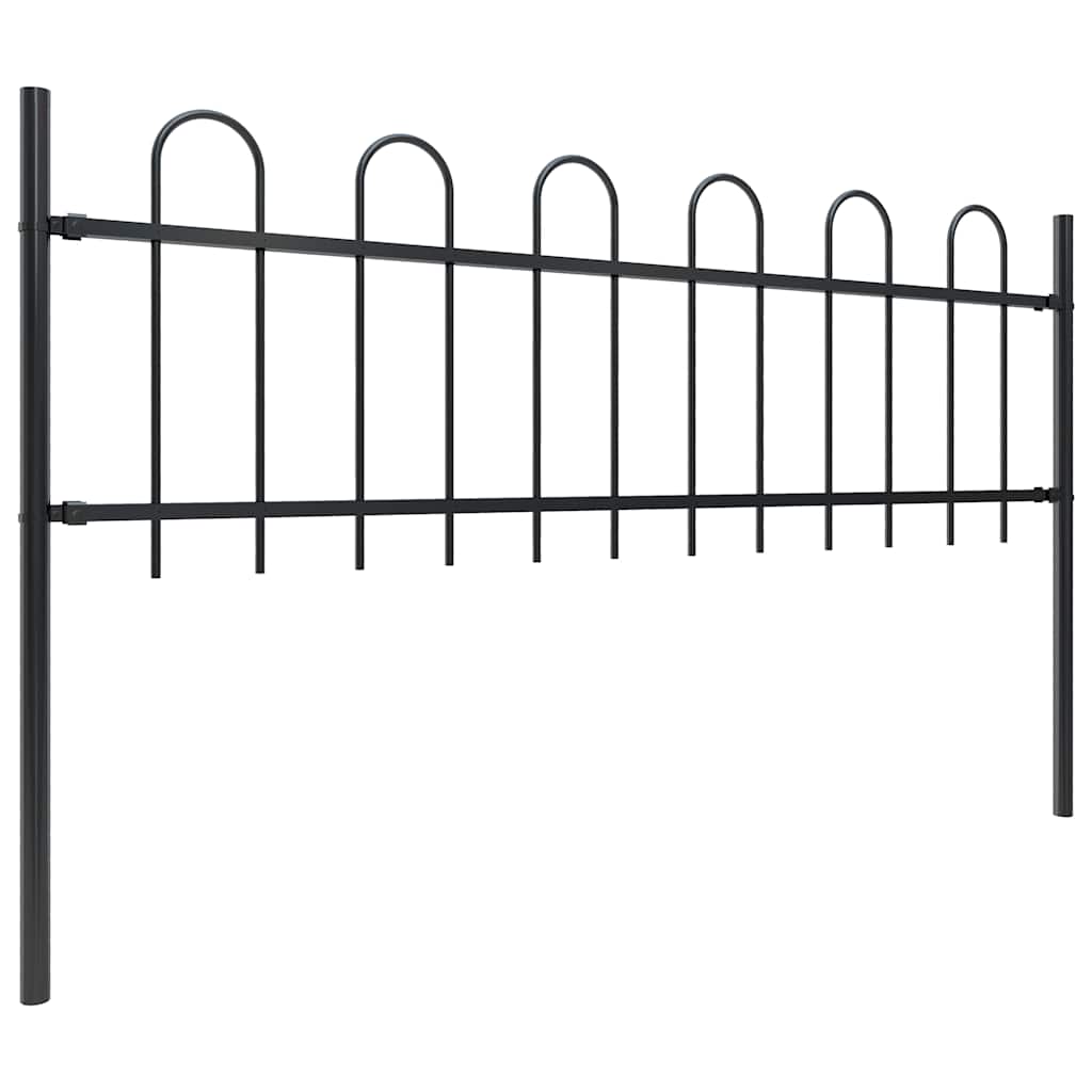 Cerca de jardim boxtel com topo em arco, em aço, 170x60 cm, preto