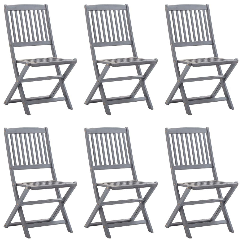 Cadeiras exterior dobráveis c/ almofadões 6 pcs acácia maciça