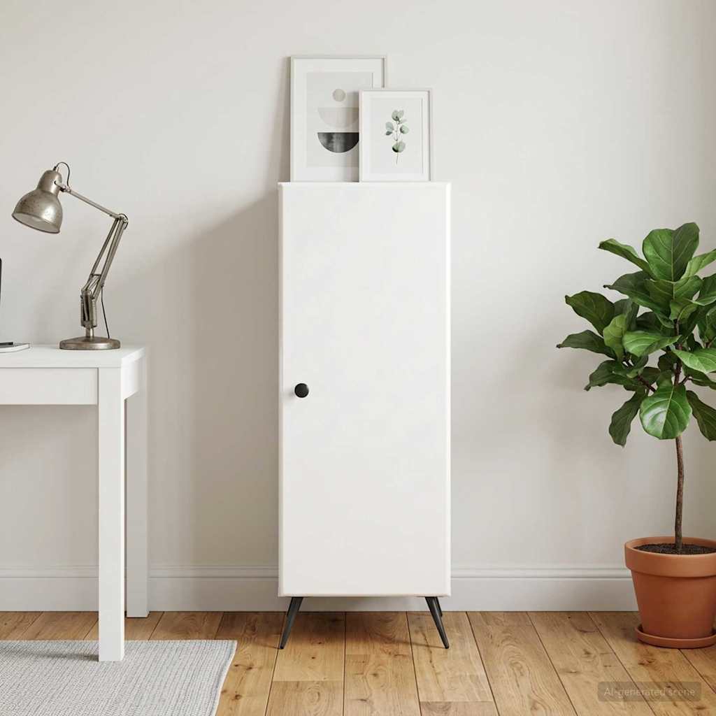 Buffet branco brilhante 33 x 34,5 x 90 cm derivados de madeira