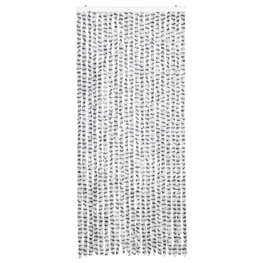 Cortina anti-insetos 90x200 cm chenille cinzento claro e escuro